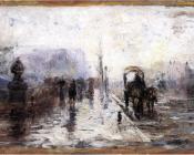 西奥多 克莱门特 斯蒂尔 : Street Scene with Carriage